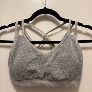 Fabletics Light Gray Strappy Sports Bra